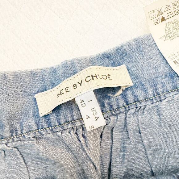 See by Chloé A Line Button Down Denim Jean Mini Skirt SZ04 - Picture 5 of 5